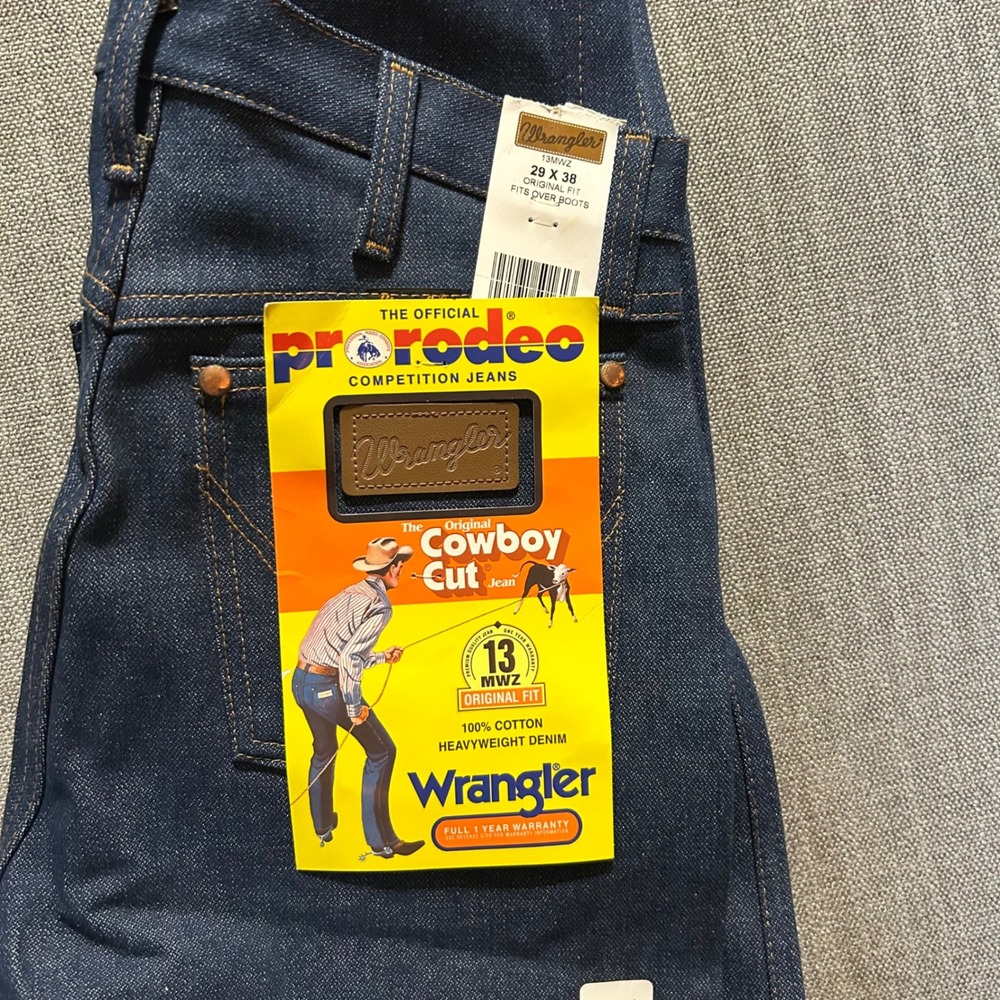 NWT Wrangler Cowboy Cut Jeans Mens 29x38 (Fits 30x38) Indigo 13MWZ Rigid
